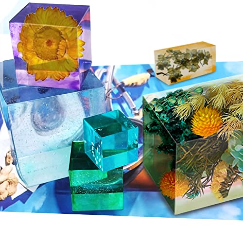 FineGood 8 Pcs Cube Cuboid Resin Molds, FineGood Clear Resin Mold Silicone Square Rectangle Silicone Molds for Epoxy Resin DIY Crystal Epoxy Resin Molds for Decoration - Image 3