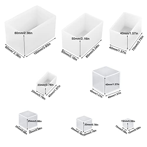 FineGood 8 Pcs Cube Cuboid Resin Molds, FineGood Clear Resin Mold Silicone Square Rectangle Silicone Molds for Epoxy Resin DIY Crystal Epoxy Resin Molds for Decoration - Image 5