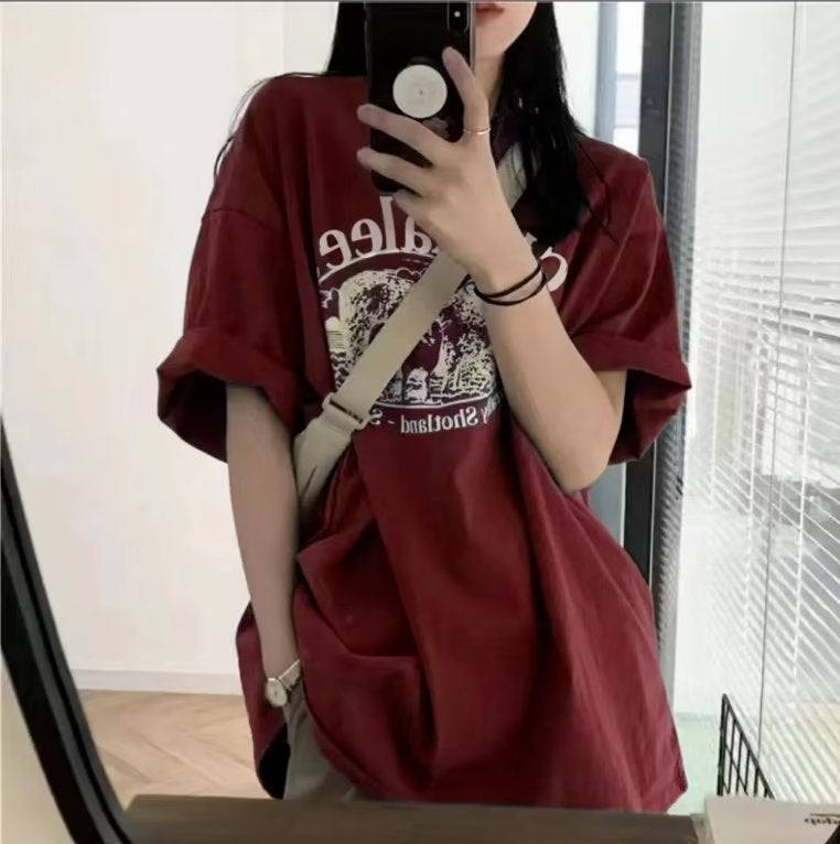 Hong Kong Style Short-Sleeved T-Shirt For Girls, Casual, Loose, Lazy Style, Ins Trendy Design, Niche, Slim And Versatile Half-Sleeved Top - Image 4