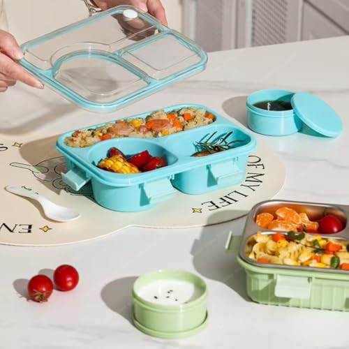Storio Lunch Box 3 Compartments 750ml | Leak-Proof BPA-Free Stainless Steel/Plastic Lunchbox for Kids, School & Office | Tiffin Box with Extra Small Container | Durable & Easy to Clean - Pink - Image 3