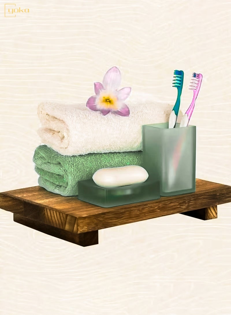 يوكا حامل صابون خشبي بقاعدة، حامل خشبي على شكل مزرعة، حامل/صينية صابون، ديكور للحمام والمطبخ، حامل نباتات شموع ريفي، عرض مستطيل مزخرف (جوز عتيق) - Image 4