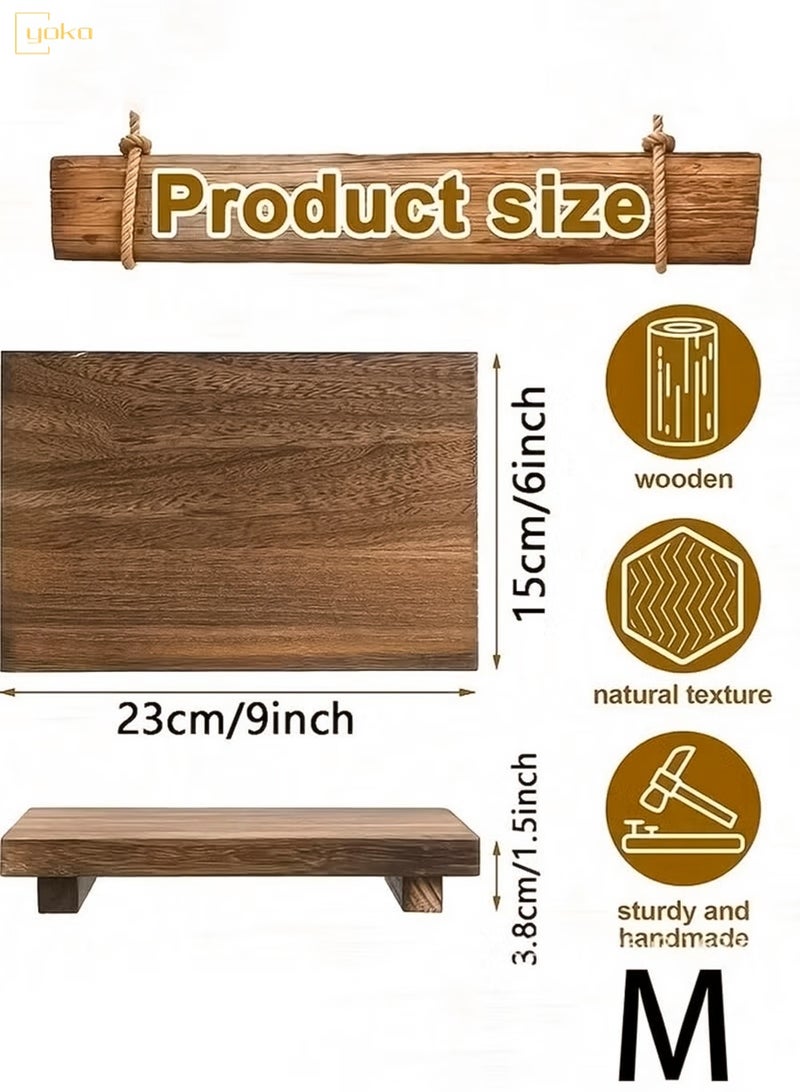 يوكا حامل صابون خشبي بقاعدة، حامل خشبي على شكل مزرعة، حامل/صينية صابون، ديكور للحمام والمطبخ، حامل نباتات شموع ريفي، عرض مستطيل مزخرف (جوز عتيق) - Image 2