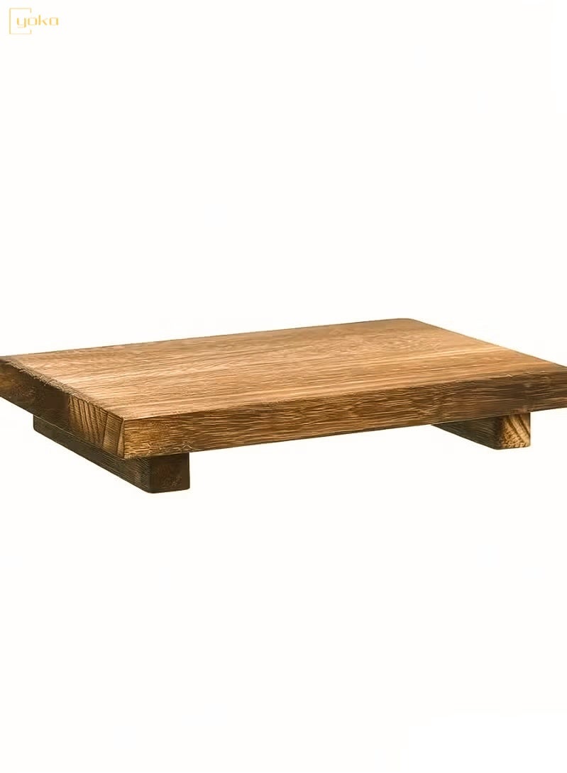 يوكا حامل صابون خشبي بقاعدة، حامل خشبي على شكل مزرعة، حامل/صينية صابون، ديكور للحمام والمطبخ، حامل نباتات شموع ريفي، عرض مستطيل مزخرف (جوز عتيق) - Image 3