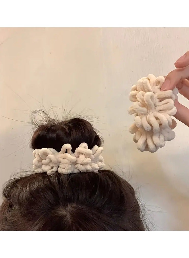 Rozino 5-Pack Flannel Hair Scrunchies, Elegant Minimalist Wide Elastic Hair Ties, Solid Color Plush Towel Hair Bands, Women'S Day Gift Set for All Girls - Image 3