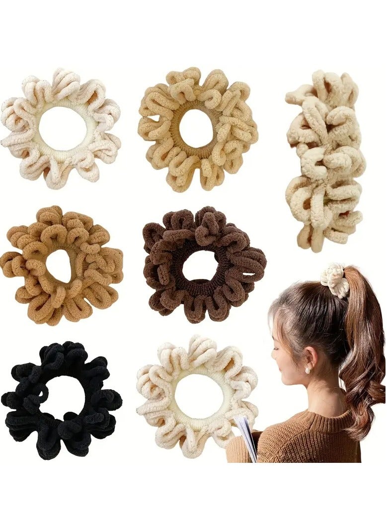 Rozino 5-Pack Flannel Hair Scrunchies, Elegant Minimalist Wide Elastic Hair Ties, Solid Color Plush Towel Hair Bands, Women'S Day Gift Set for All Girls - Image 4