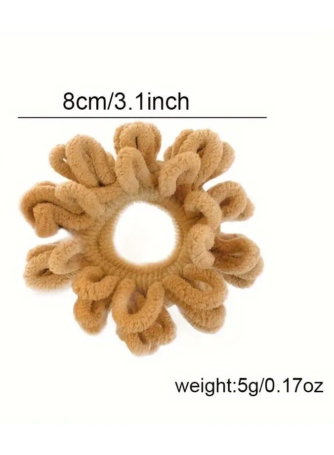 Rozino 5-Pack Flannel Hair Scrunchies, Elegant Minimalist Wide Elastic Hair Ties, Solid Color Plush Towel Hair Bands, Women'S Day Gift Set for All Girls - Image 5