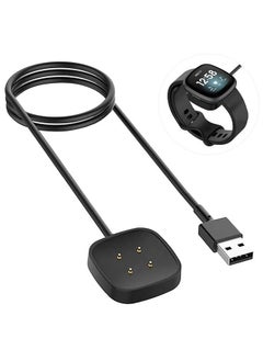 متوافق مع شاحن Fitbit Sense Versa 3 البديل وكابل شحن USB لساعة Sense 2/Sense/Versa 4/Versa 3 الذكية 100 سم / 3.3 قدم سلك كابل شاحن محمول متين