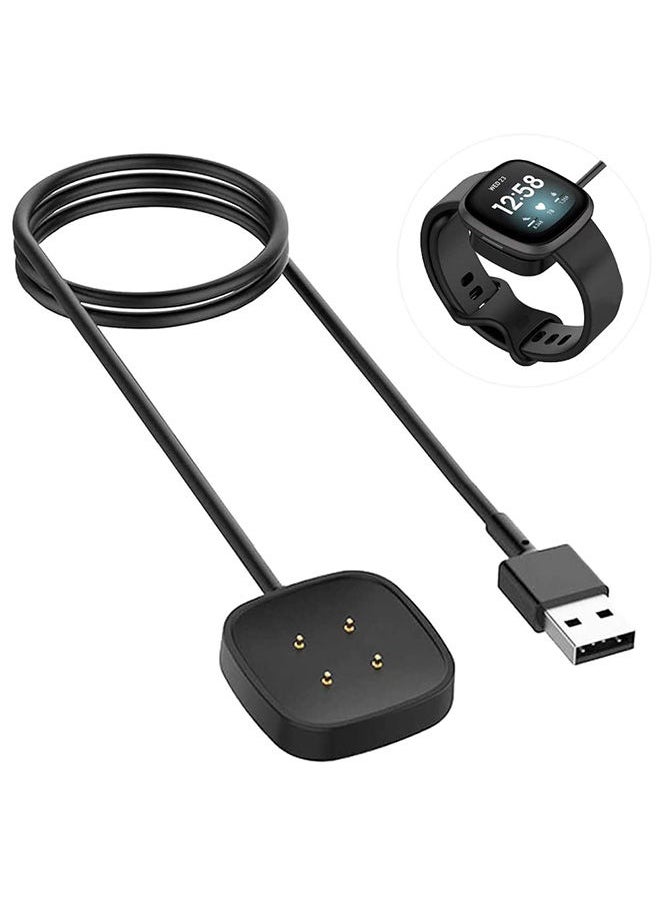 S-Color - متوافق مع شاحن Fitbit Sense Versa 3 البديل وكابل شحن USB لساعة Sense 2/Sense/Versa 4/Versa 3 الذكية 100 سم / 3.3 قدم سلك كابل شاحن محمول متين - Image 1