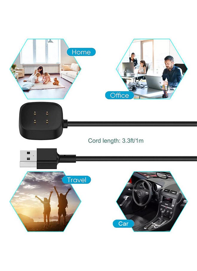 S-Color - متوافق مع شاحن Fitbit Sense Versa 3 البديل وكابل شحن USB لساعة Sense 2/Sense/Versa 4/Versa 3 الذكية 100 سم / 3.3 قدم سلك كابل شاحن محمول متين - Image 1