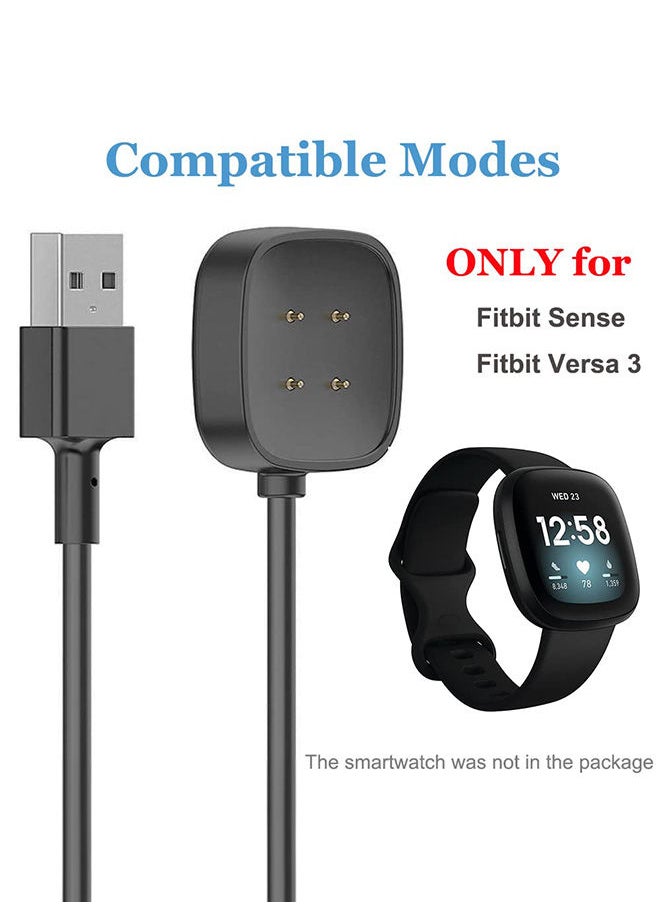 S-Color - متوافق مع شاحن Fitbit Sense Versa 3 البديل وكابل شحن USB لساعة Sense 2/Sense/Versa 4/Versa 3 الذكية 100 سم / 3.3 قدم سلك كابل شاحن محمول متين - Image 1