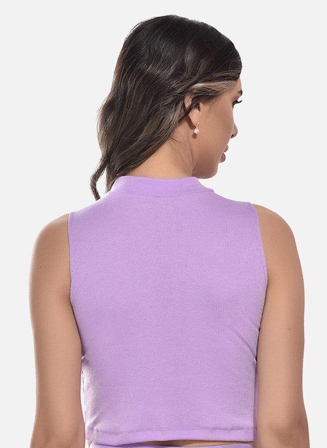 FIMS High Neck Sleeveless Cotton Crop Tank Top - Image 5