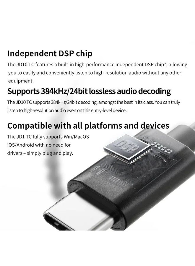 FiiO Jd10 Type-C In-Ear Headphones 10mm Dynamic Wired DSP HiFi IEM Hi-Res, Transparent - Image 5