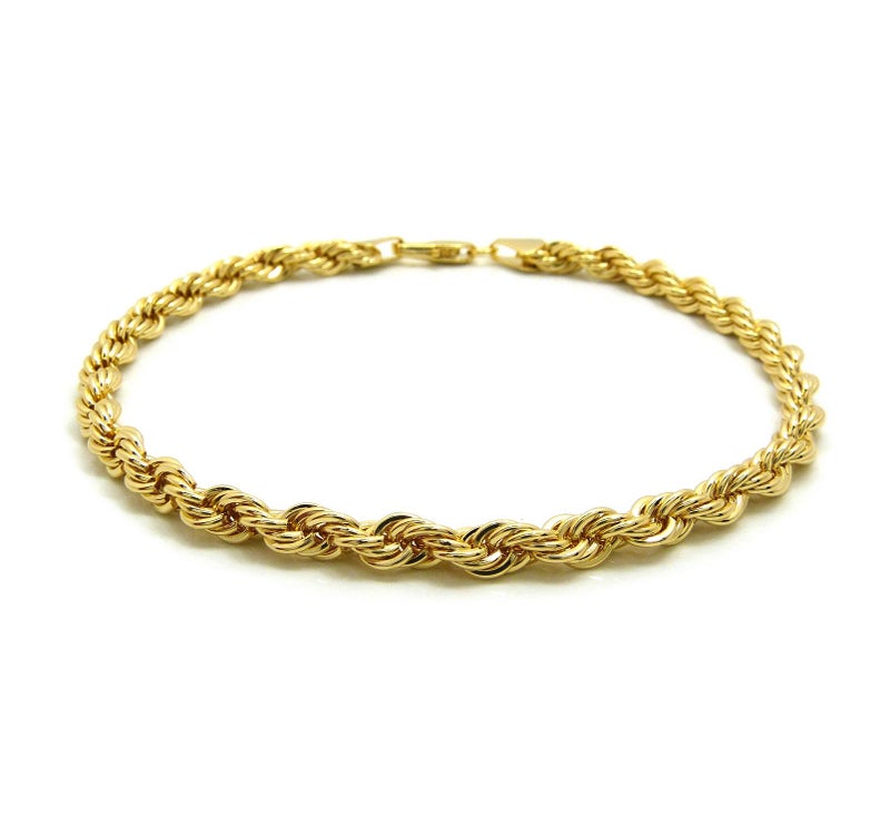 Fashion 21 Anklet for Women Electro Gold Plated Ankle Bracelet - Made in Korea (5mm 10" Rope Anklet) - Image 1