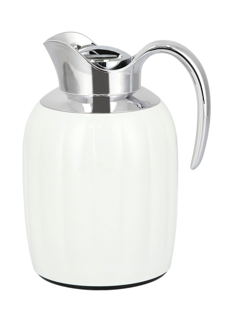 Dallaty - Steel Vacuum Flask Pumpkin Design 1L White & Steel - Image 1