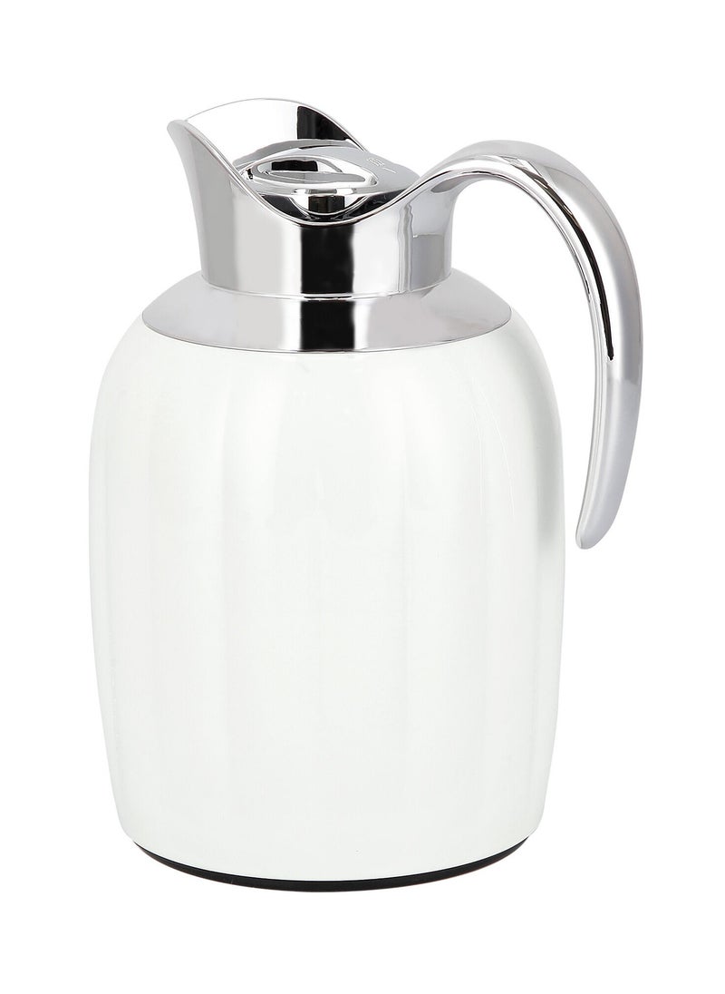 Dallaty - Steel Vacuum Flask Pumpkin Design 1L White & Steel - Image 1