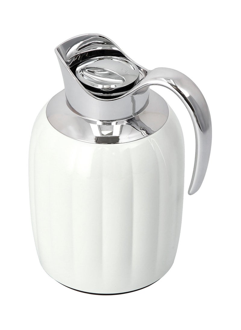 Dallaty - Steel Vacuum Flask Pumpkin Design 1L White & Steel - Image 1