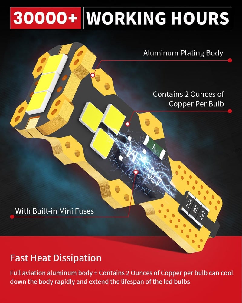 LASFIT 921 LED Bulb Reverse Light, 912 T15 6000K White Canbus Error Free W16W 906 904 Backup Replacement Cargo Lights for Car Trunk, Super Bright, Pack of 2 - Image 5