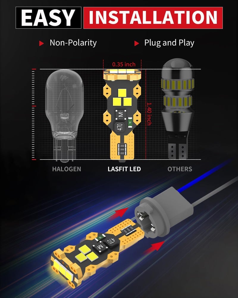 LASFIT 921 LED Bulb Reverse Light, 912 T15 6000K White Canbus Error Free W16W 906 904 Backup Replacement Cargo Lights for Car Trunk, Super Bright, Pack of 2 - Image 4