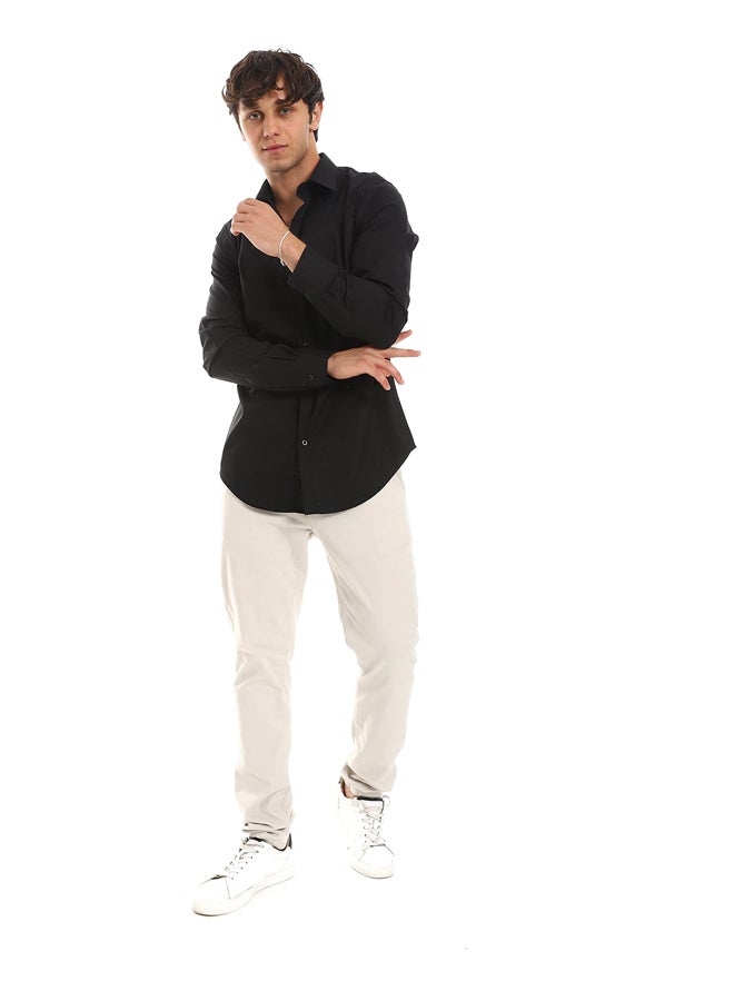 Andora Cotton Comfy All Seasons Buttoned Shirt_Black  - Image 1