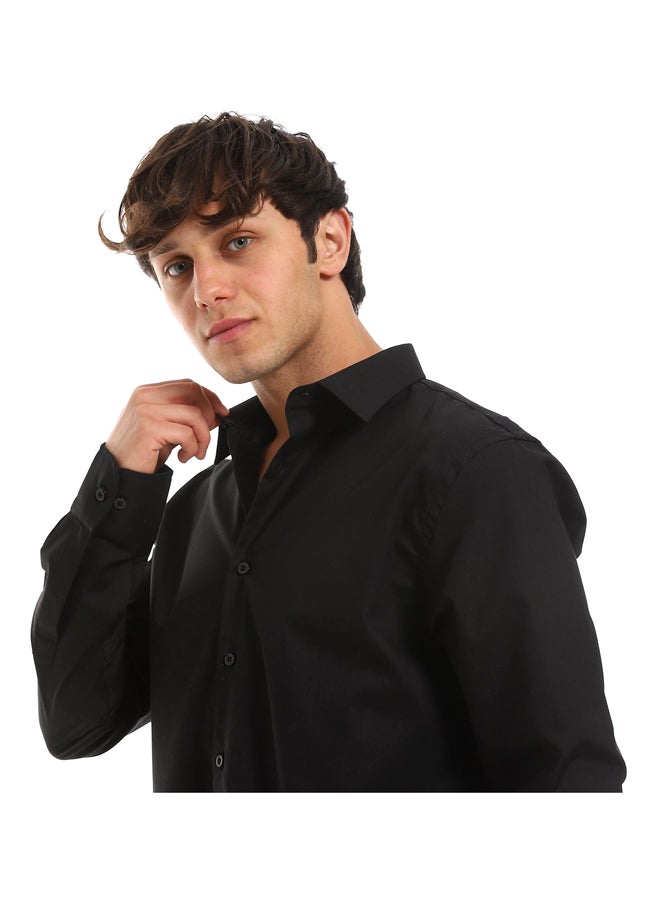 Andora Cotton Comfy All Seasons Buttoned Shirt_Black  - Image 2