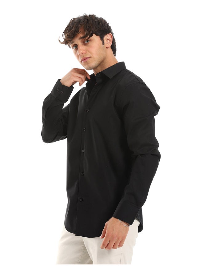 Andora Cotton Comfy All Seasons Buttoned Shirt_Black  - Image 4