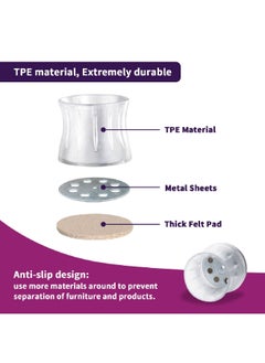 Magic Sliders 8-Piece Durable Rubber Round Shape Sliding Disc Felt Pad Set Clear 0.55 - 0.70 Inch 26624  - Image 4