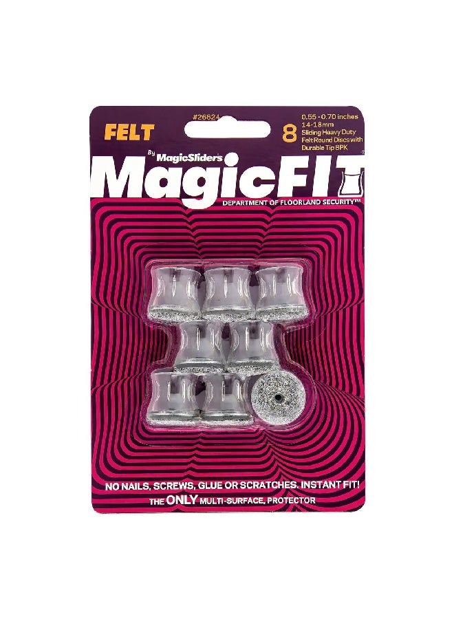 Magic Sliders 8-Piece Durable Rubber Round Shape Sliding Disc Felt Pad Set Clear 0.55 - 0.70 Inch 26624  - Image 1