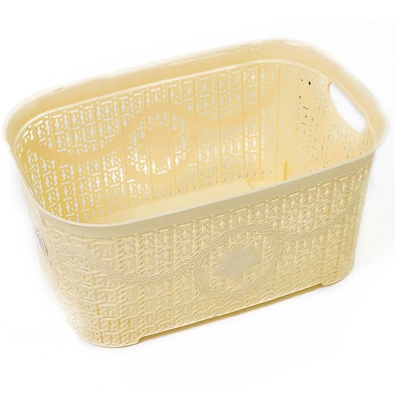 Plastic Storage Basket Small Pantry Organizer Storage Bins- Cream
