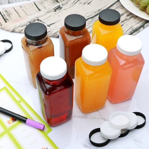 Brajttt Glass Juice Bottles with Lids, 12 OZ Juicing Bottles Reusable Glass, Set of 12 Square Beverage Containers Drinking Jars for Milk,Juice,Tea,Milkshake, Water,Honey,Jam - Image 3