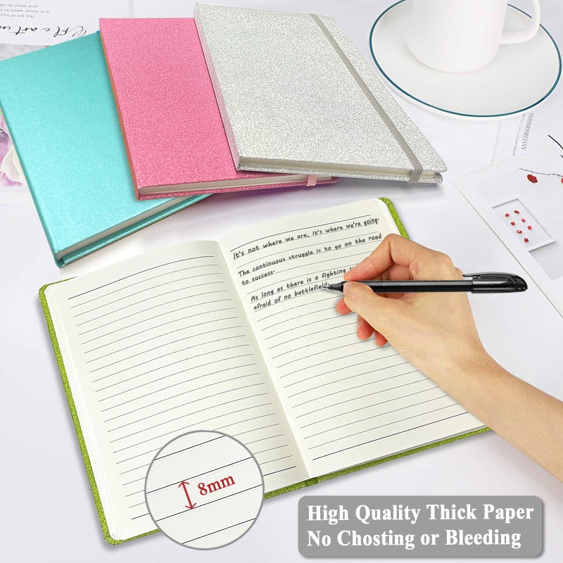 GINMLYDA Pink Glitter Notebook, 8.3x5.7â€ 160 Lined Pages Glitter Never Peel Off Sparkle Journal for Girls College Ruled A5 Hardcover Notebooks for Teens Women Writing Note Taking Office Work School Gifts - Image 2