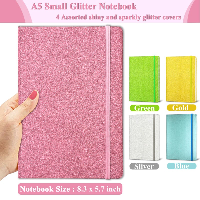 GINMLYDA Pink Glitter Notebook, 8.3x5.7â€ 160 Lined Pages Glitter Never Peel Off Sparkle Journal for Girls College Ruled A5 Hardcover Notebooks for Teens Women Writing Note Taking Office Work School Gifts - Image 4