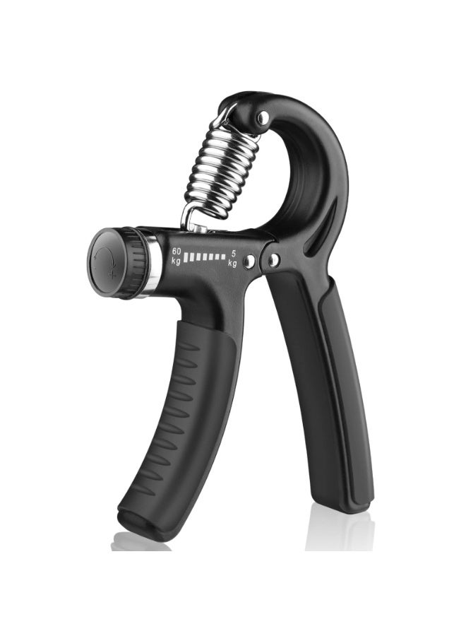 جهاز تدريب قوة القبضة، جهاز تقوية قبضة اليد مع مقاومة قابلة للتعديل من 11 إلى 132 رطلاً (5 إلى 60 كجم)، جهاز تقوية الساعد، جهاز تمرين اليد لبناء العضلات والتعافي من الإصابات، عبوة واحدة باللون الأسود - Image 1