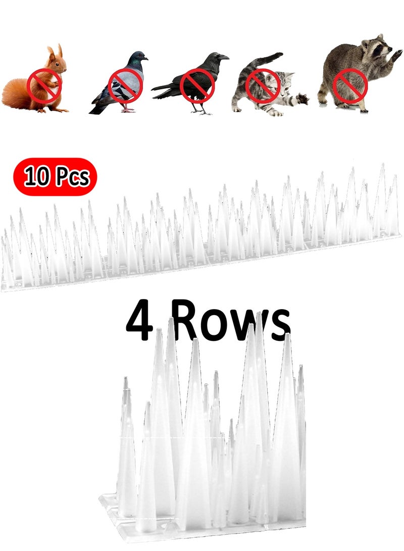 Generic Bird Spikes 10 Pack Transparent – 4-Layer Height Anti-Pigeon & Squirrel Deterrent, Durable & Flexible Plastic Bird Spikes for Fence, Railing, Roof, Garden – Easy to Install, Cuttable & Stackable – Humane Solution for Home, Office, Balcony(Transparent)  - Image 1