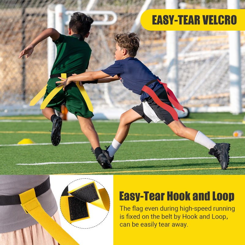 Flag Football Belts, 14 Player Flag Football Set with Belts, Flags, Soccer Cones u0026 Bag for Kids, Youth u0026 Adult, Adjustable Flag Football Equipment for Max Waist Circumference of 43 - Image 5