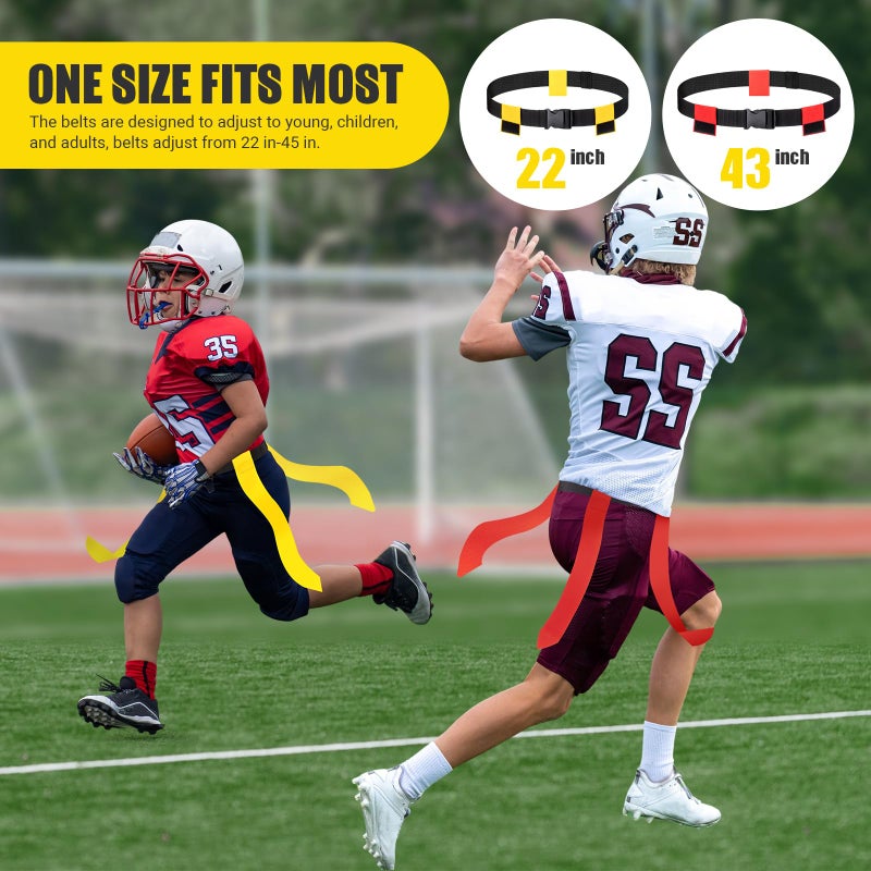 Flag Football Belts, 14 Player Flag Football Set with Belts, Flags, Soccer Cones u0026 Bag for Kids, Youth u0026 Adult, Adjustable Flag Football Equipment for Max Waist Circumference of 43 - Image 4