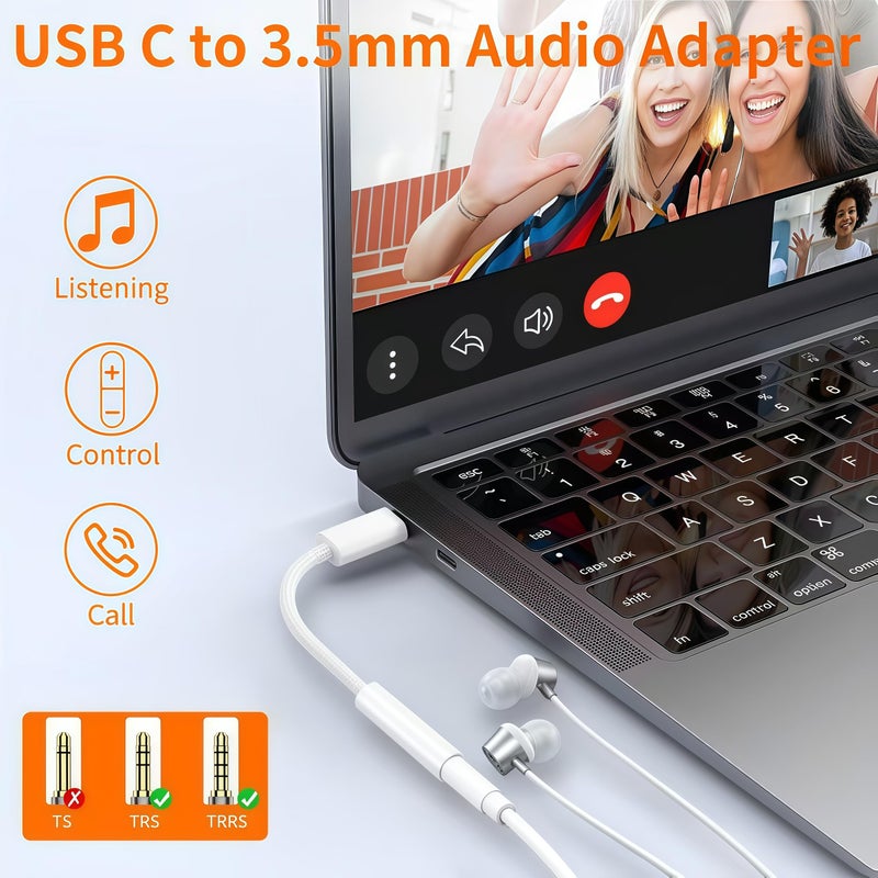 basecolors 10Pack USB C to Headphone Jack Adapter,USB c to 1/8 inch Audio Adapter Compatible with iPhone 16 15 Samsung Galaxy S25,S24,S23 Ultra, Note 20, iPad Pro, MacBook, Pixel XL and More - Image 3