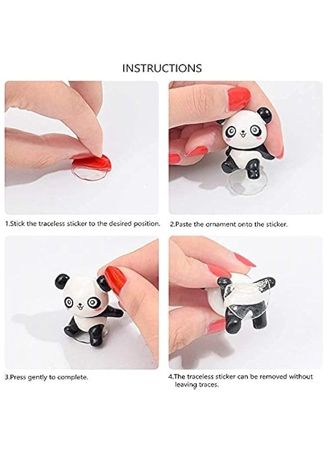 DURKU Cute Panda Mini Figurine Set - 8 Pieces for Car Dashboard Decoration and Interior Ornaments  - Image 4