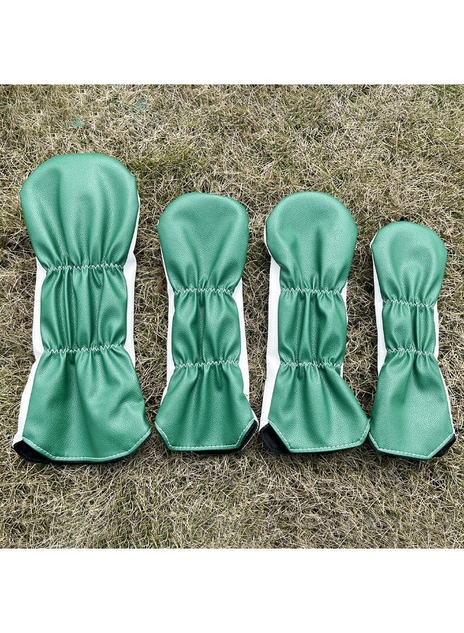 أغطية رأس مضارب الجولف - مجموعة من 4 قطع من أغطية ملحقات مضارب الجولف للمضارب الخشبية والسائق الهجينة (أخضر)