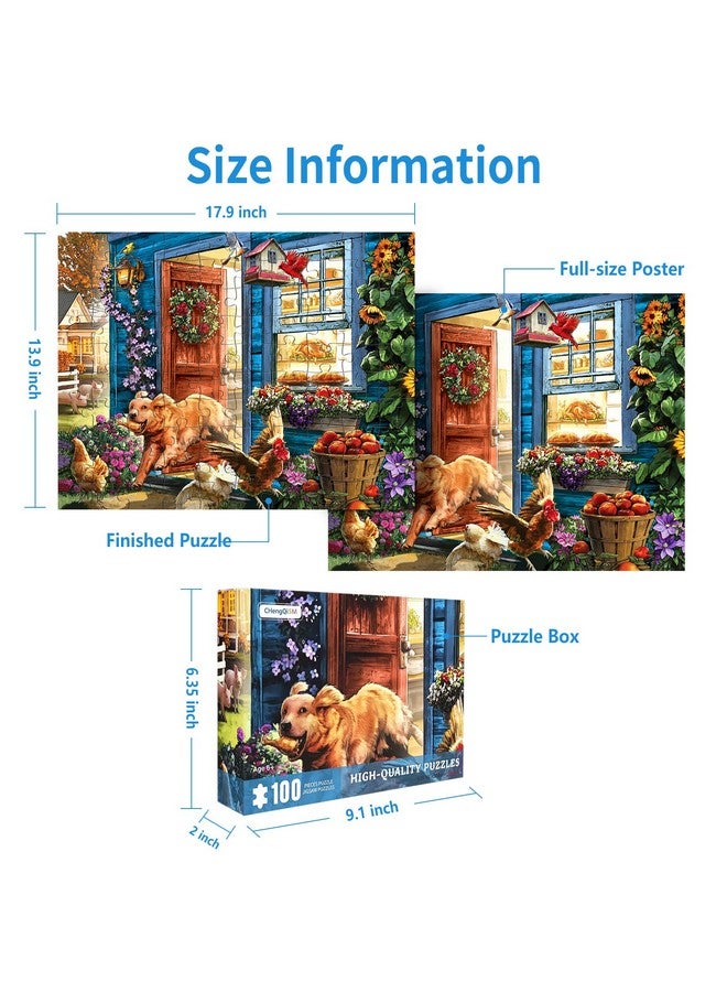 CHengQiSM 100 Piece Puzzles For Kids Funny Dog Puzzle 100 Piece Puzzles For Adults The Great Escape Puzzles 100 Pieces For Adults 100 Piece Puzzles For Seniors, Kids Puzzles 100 Piece A Running Dog 100 Puzzles - Image 1