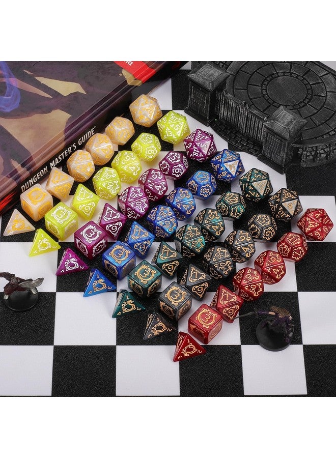 CiaraQ DND Dice Sets - 49pcs Polyhedral Dice, 7 Sets D&D Dice with Pouches, D4 D6 D8 D10 D% D12 D20 Dice for Dungeons and Dragons DND RPG MTG Table Games - Image 2