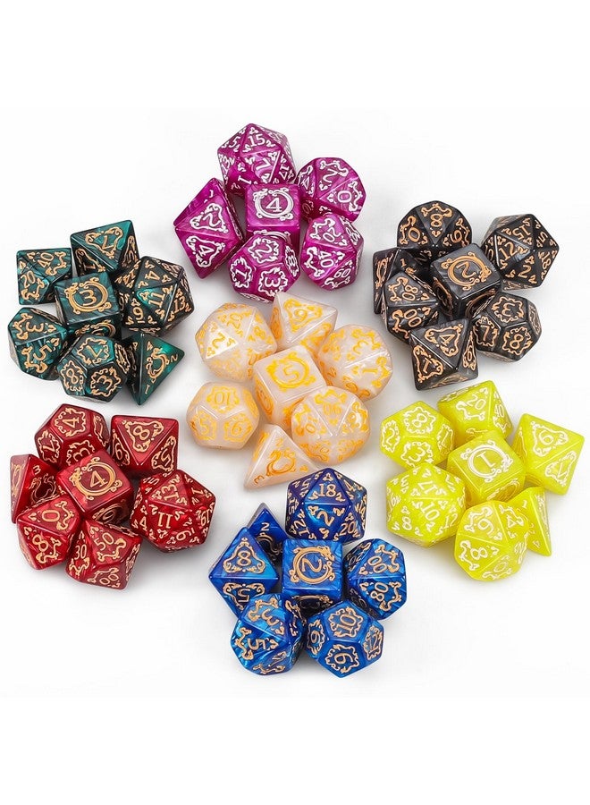 CiaraQ DND Dice Sets - 49pcs Polyhedral Dice, 7 Sets D&D Dice with Pouches, D4 D6 D8 D10 D% D12 D20 Dice for Dungeons and Dragons DND RPG MTG Table Games - Image 3