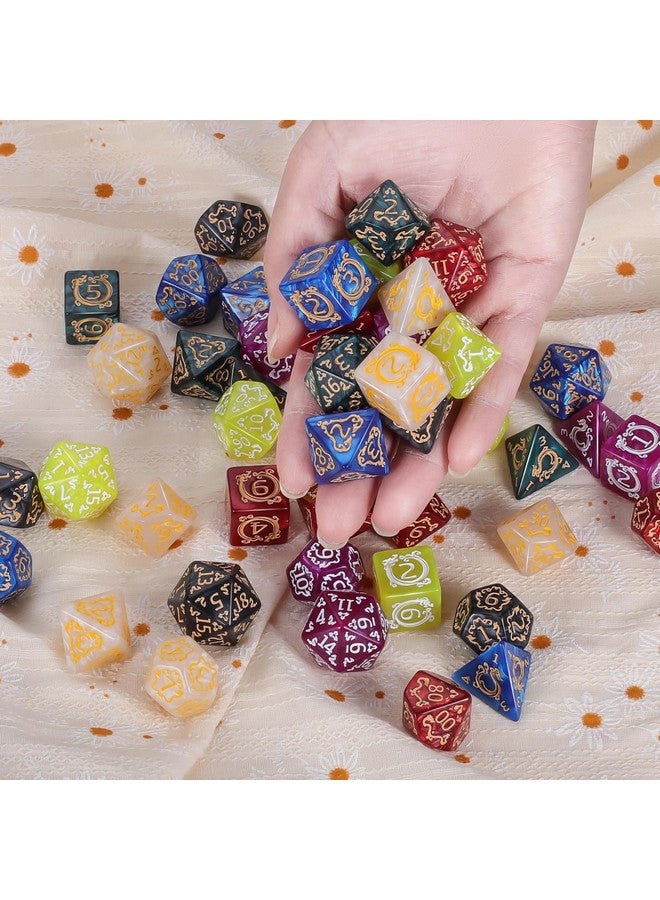 CiaraQ DND Dice Sets - 49pcs Polyhedral Dice, 7 Sets D&D Dice with Pouches, D4 D6 D8 D10 D% D12 D20 Dice for Dungeons and Dragons DND RPG MTG Table Games - Image 4