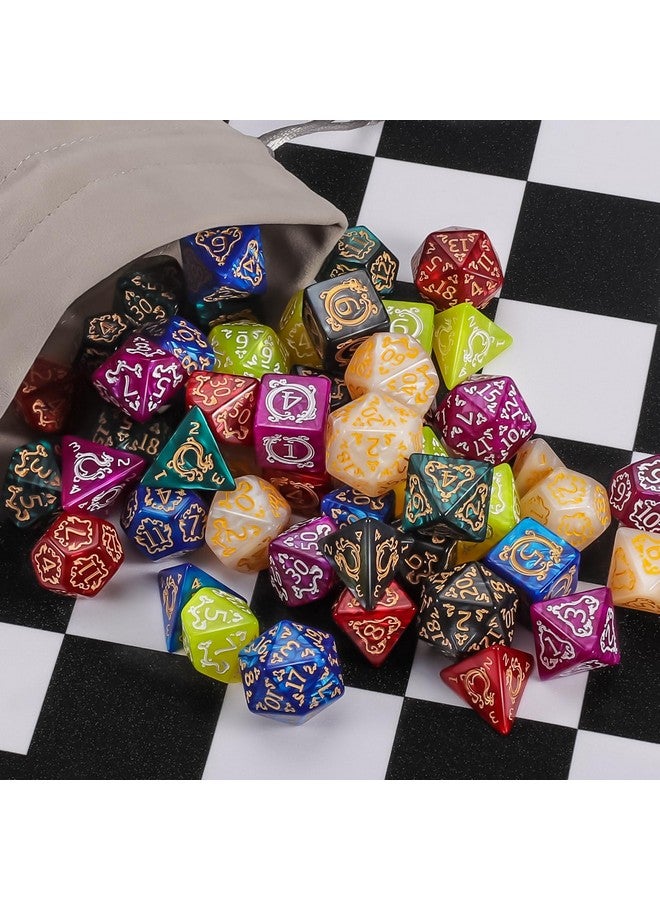 CiaraQ DND Dice Sets - 49pcs Polyhedral Dice, 7 Sets D&D Dice with Pouches, D4 D6 D8 D10 D% D12 D20 Dice for Dungeons and Dragons DND RPG MTG Table Games - Image 5