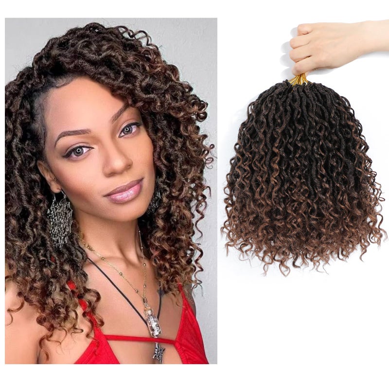 SamBraid Goddess Locs Crochet Hair 10 Inch, 8 Packs New Goddess Faux Locs Crochet Hair for Black Women, Boho Hippie Locs, River Hair with Curly Ends (10Inch, 8Packs, T1B/30#ï¼‰ - Image 3