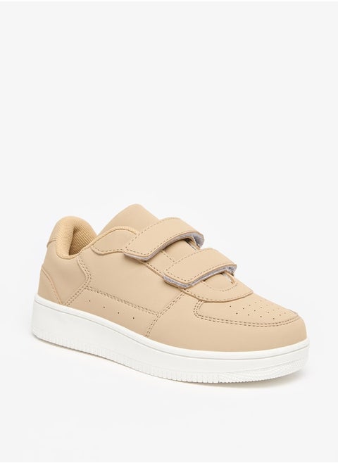 Boys Solid Sneakers With Hook And Loop Closure