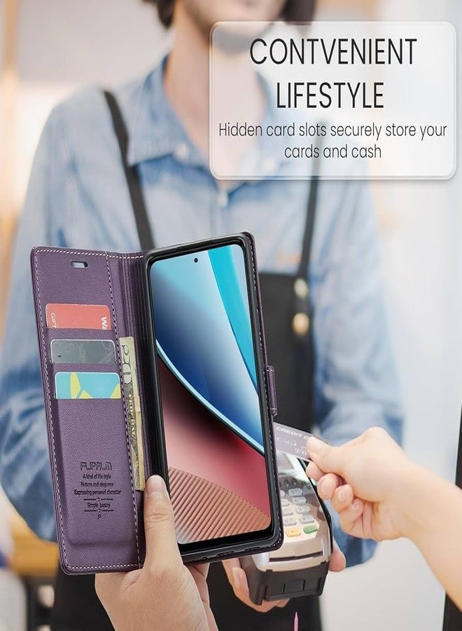 FLIPALM for Google Pixel 9a Wallet Case with RFID Blocking Credit Card Holder, PU Leather Folio Flip Kickstand Protective Shockproof Cover Women Men for Google Pixel 9a Phone case (Purple) - Image 4