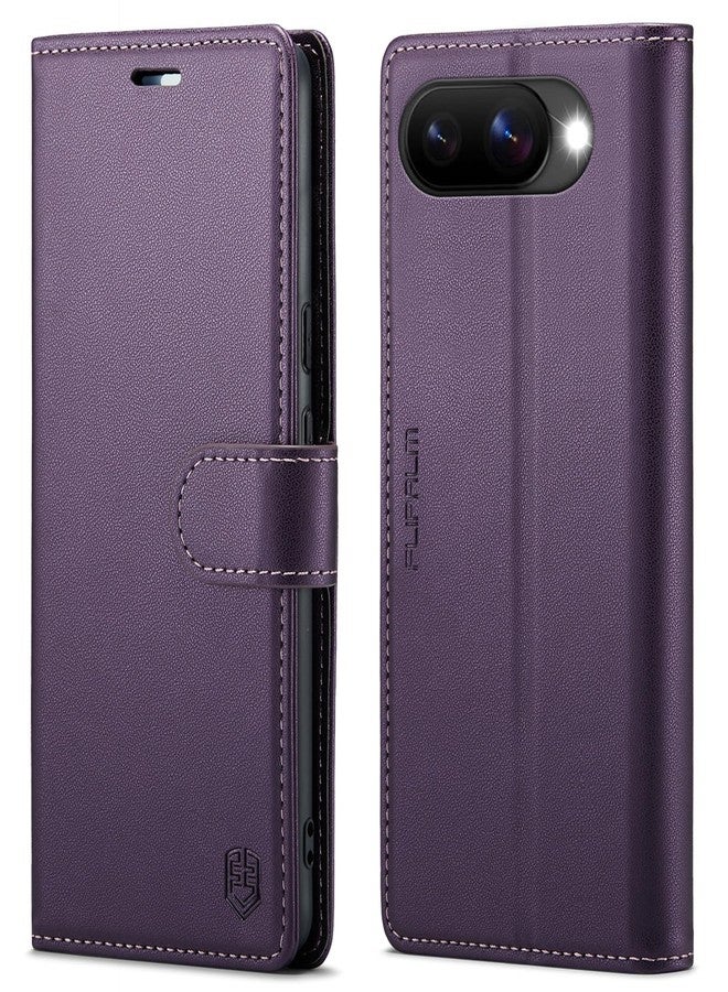 FLIPALM for Google Pixel 9a Wallet Case with RFID Blocking Credit Card Holder, PU Leather Folio Flip Kickstand Protective Shockproof Cover Women Men for Google Pixel 9a Phone case (Purple) - Image 1