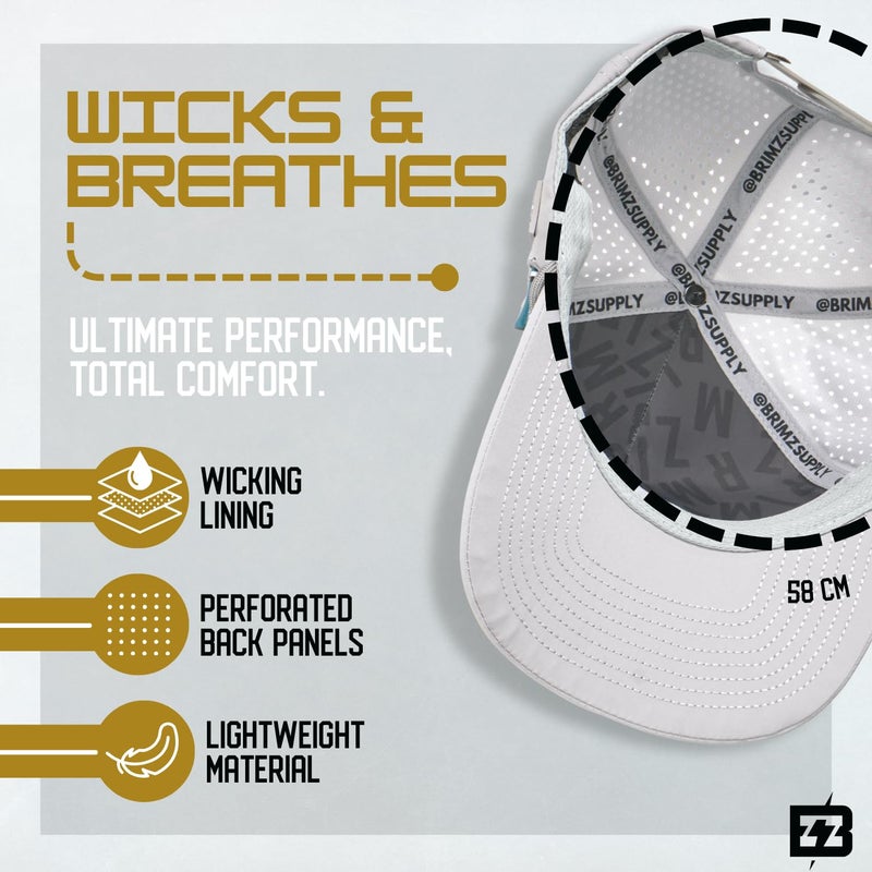 BRIMZ Golf Performance Hat - Breathable Sweat & Water Resistant Golfing Snapback Cap with Tee Holder & Magnetic Ball Marker (Grey - Beers & Bogeys) - Image 3