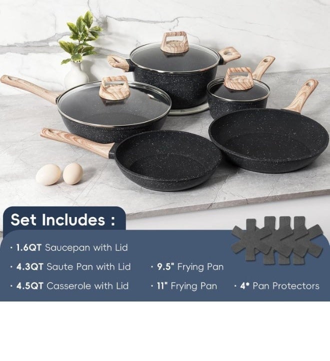 Non-stick Cookware Set, Granite Non-stick Kitchen Cooking Pot Set - Image 5