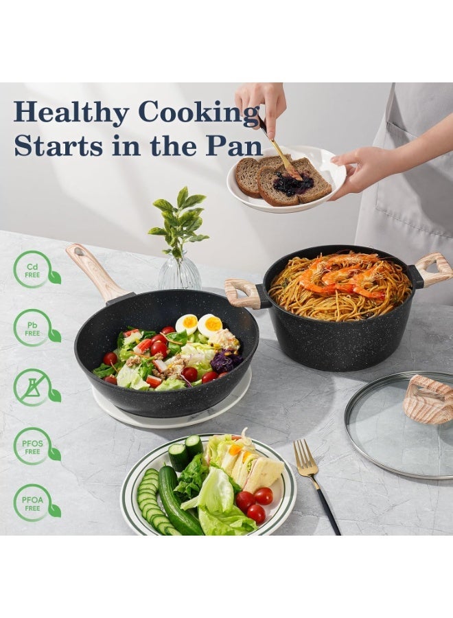 Non-stick Cookware Set, Granite Non-stick Kitchen Cooking Pot Set - Image 3